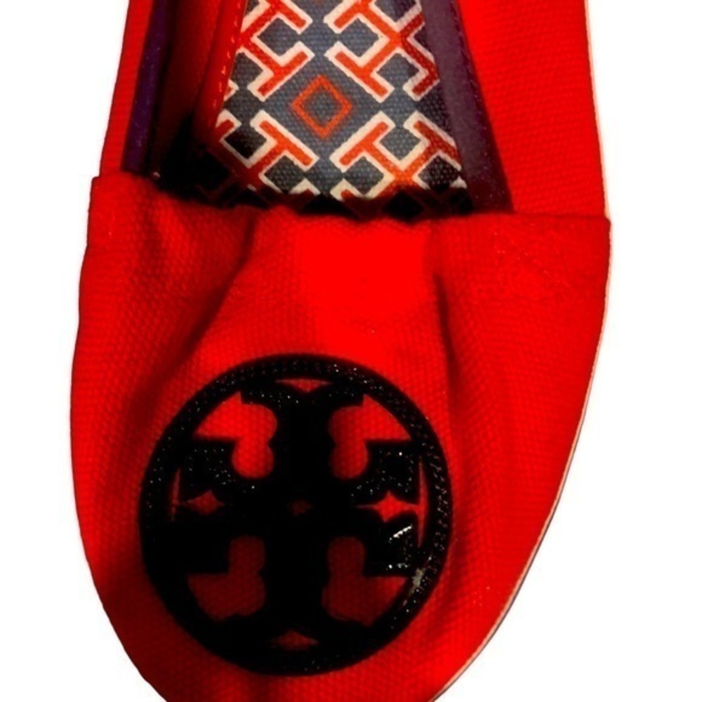 Tory Burch Red Canvas With Navy Logo Slides! Exce… - image 2